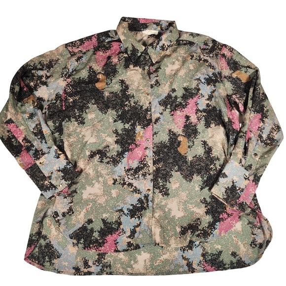 Entro‎ Button-Up Shirt Long Sleeve Tiger Animal Print Casual Top Multicolor L - Picture 10 of 12